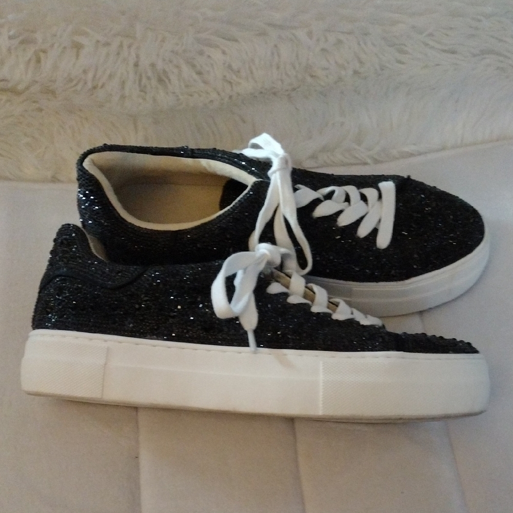 Betsey Johnson Black Glitter Sneakers